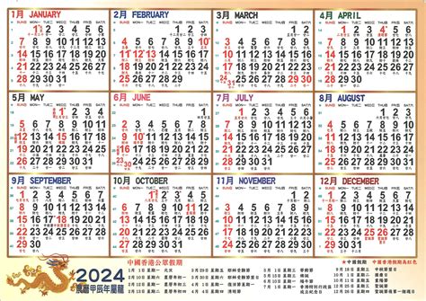 2024年係咩年|2024年黃歷對照表，2024年公歷農曆表，2024年陰曆陽曆表